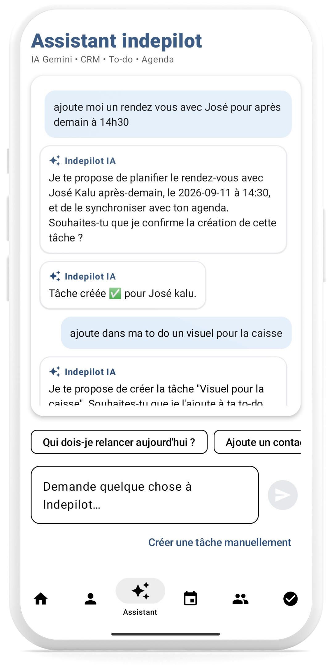 Assistant IA dans Indepilot