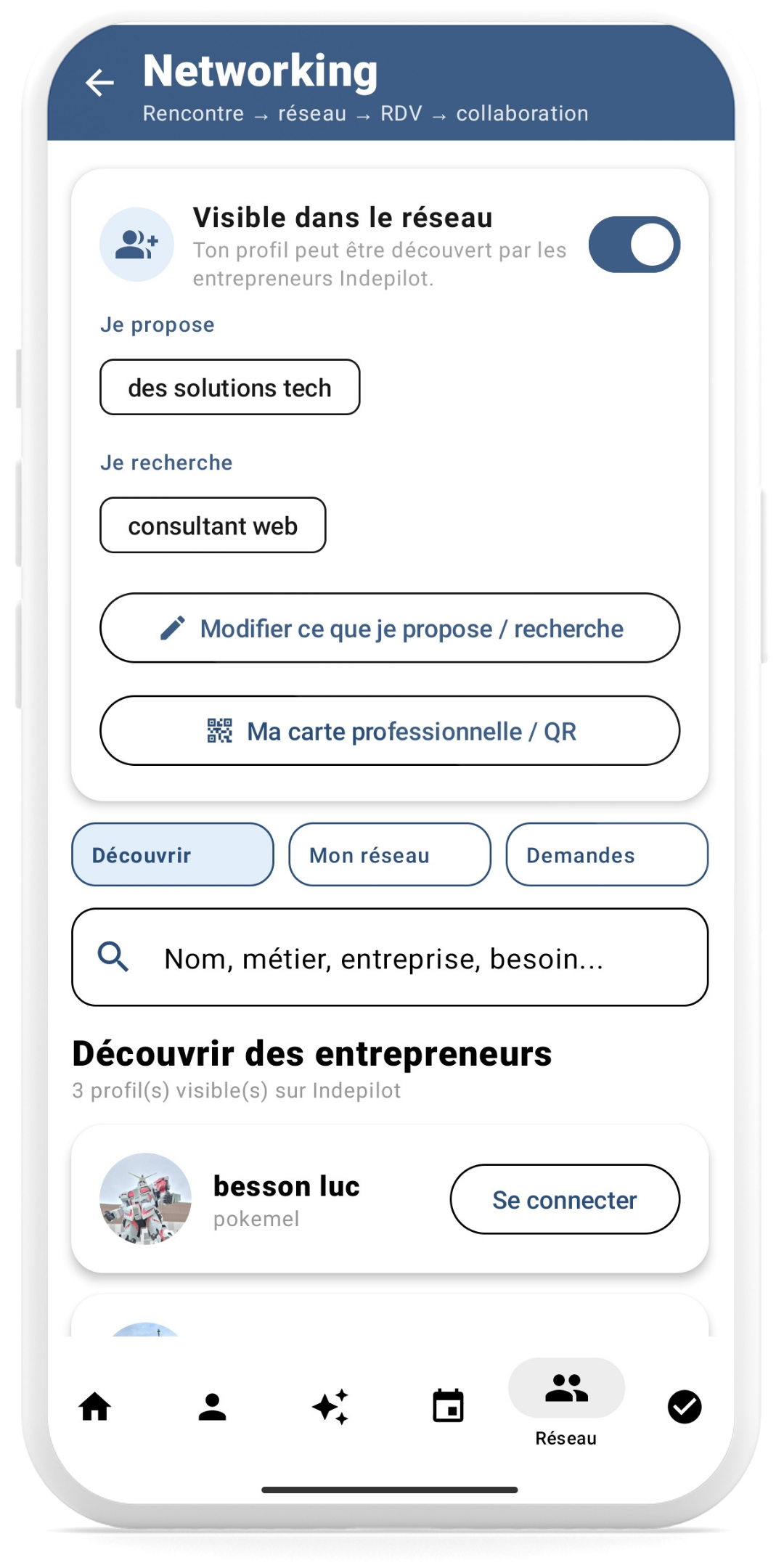 Networking dans Indepilot